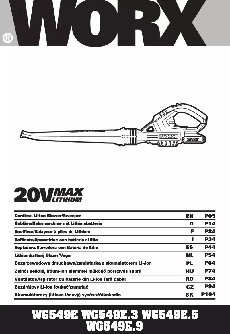 First page image of the manual for WG594E.9