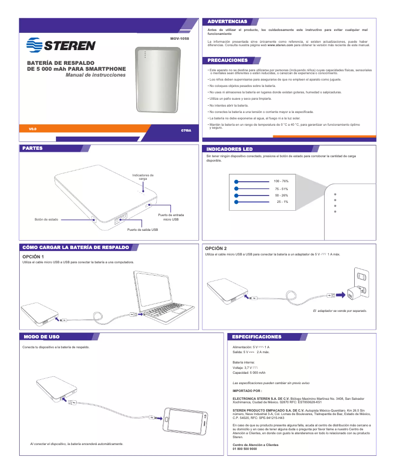 First page image of the manual for MOV-1058