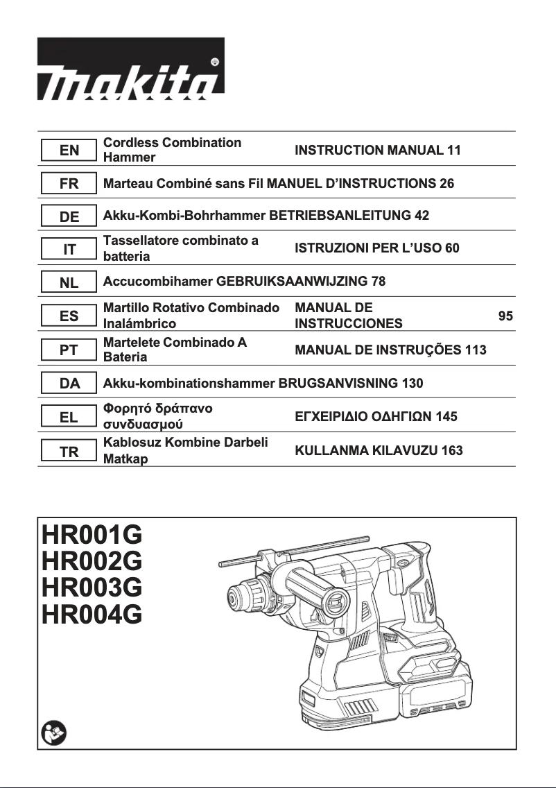 Page 1 of the manual User Manual Makita HR003G