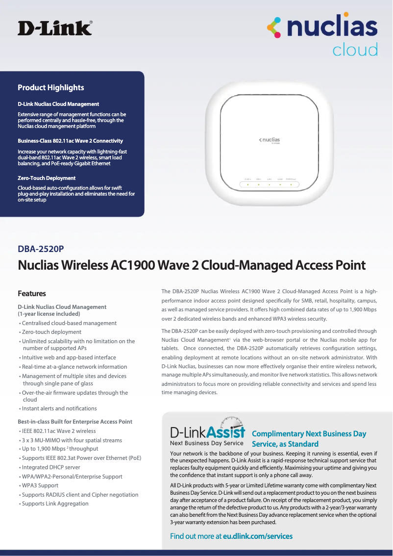 First page image of the manual for DBA-2520P