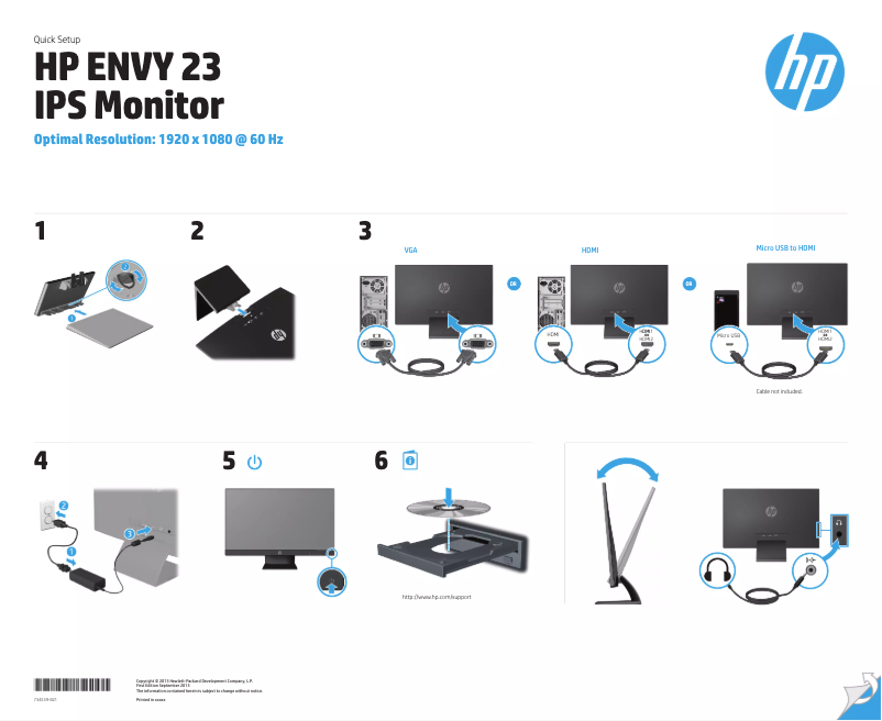 Page 1 of the manual Installation Guide HP ENVY