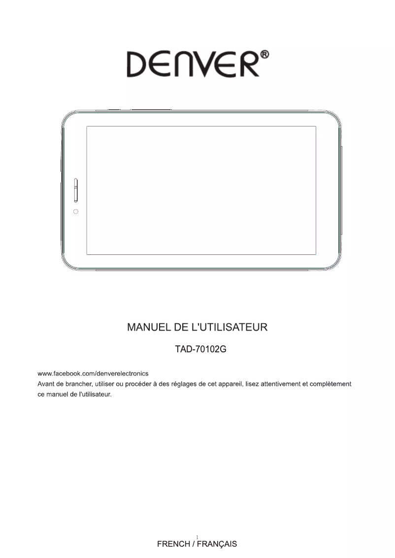 Page 1 of the manual User Manual Denver TAD-70102G