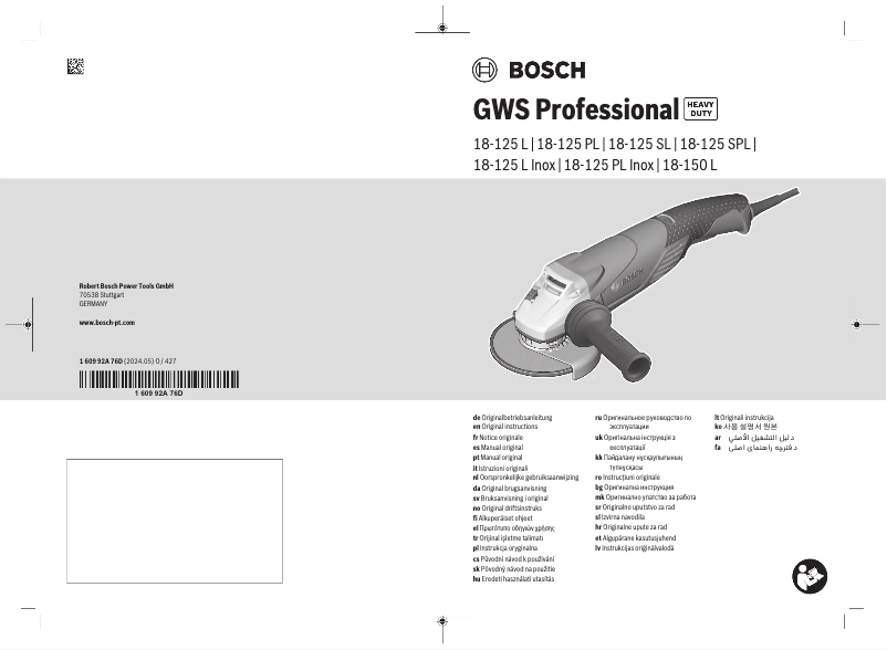 Page 1 of the manual User Manual Bosch GWS 18-125 SL Professional