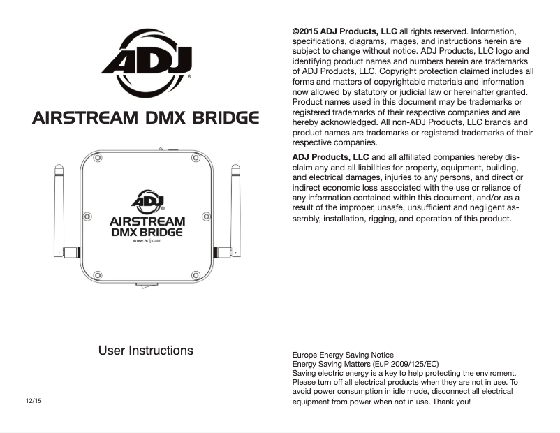 First page image of the manual for AIRSTREAM DMX BRIDGE