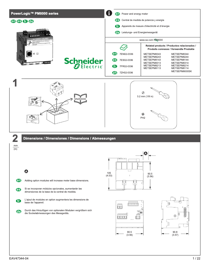 Page 1 of the manual User Manual Schneider METSEPM8244