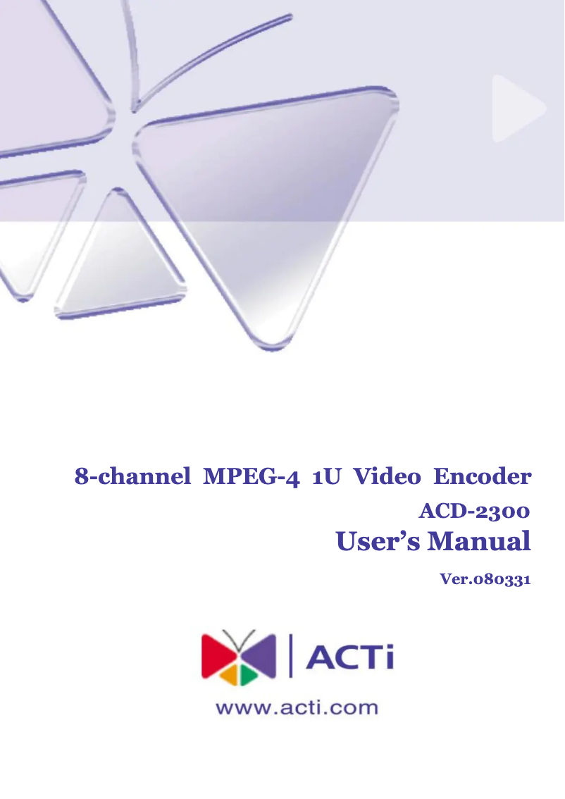 First page image of the manual for ACD-2300