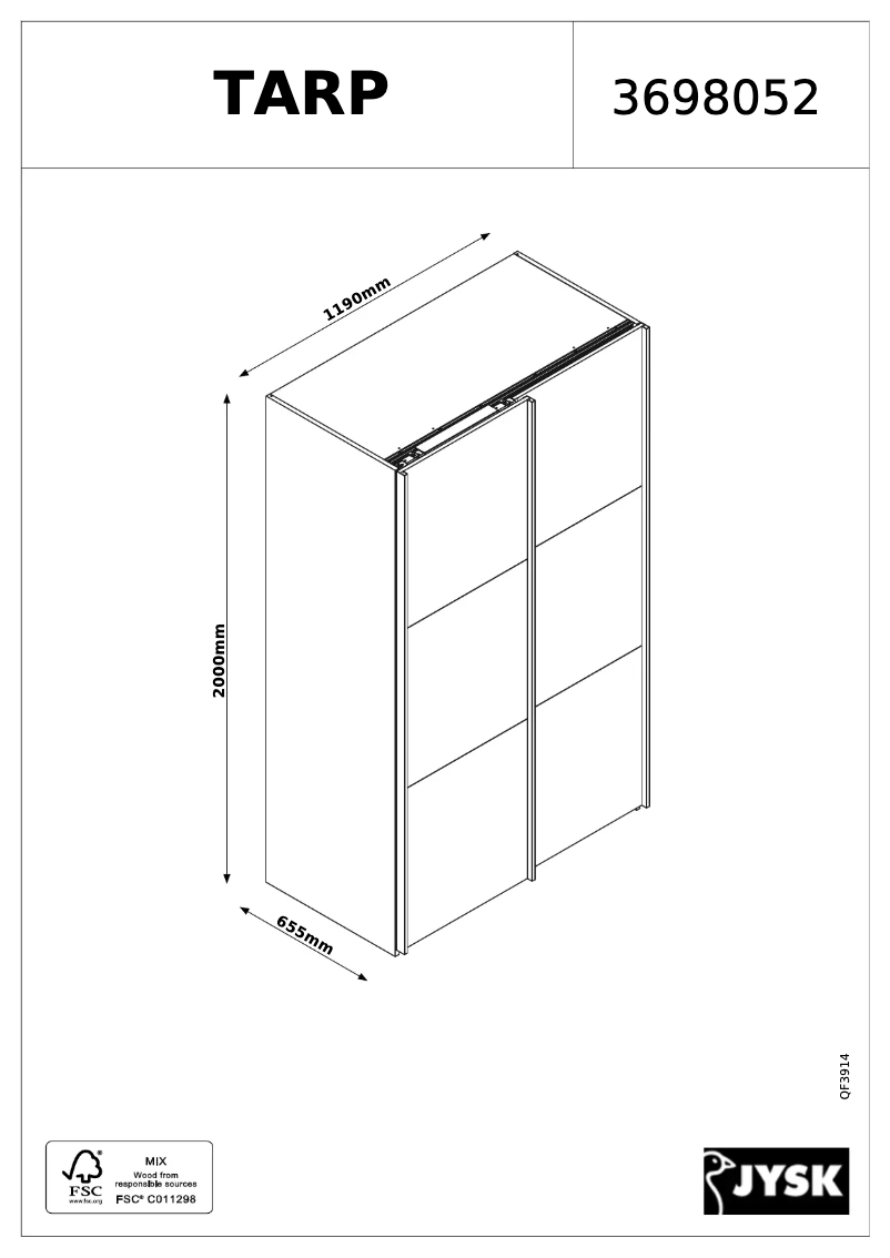 Page 1 of the manual User Manual JYSK Tarp (120x201x64)