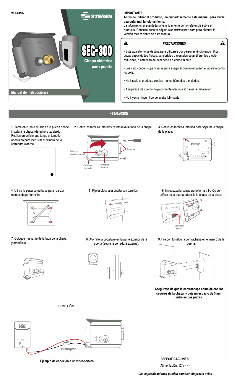 First page image of the manual for SEG-300