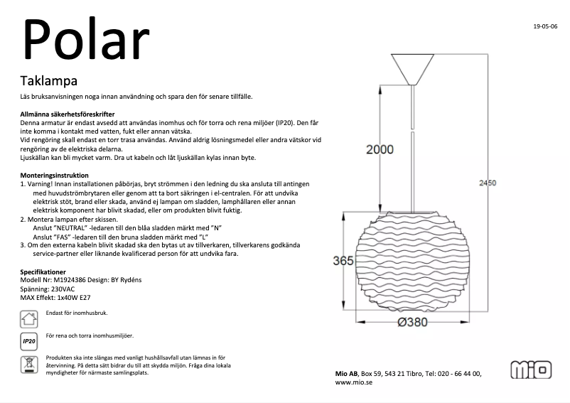Page 1 of the manual User Manual Mio Polar