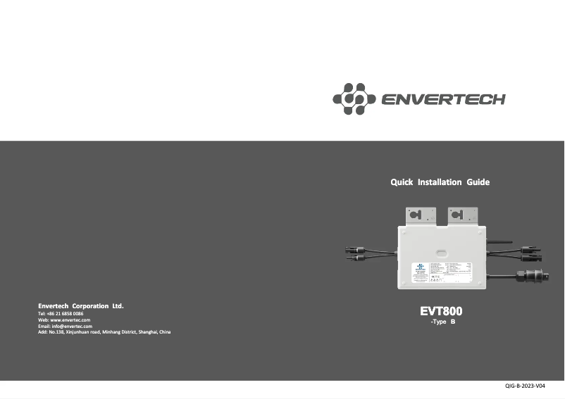 Page 1 of the manual User Manual Envertech EVT800