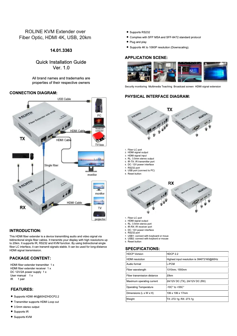Page 1 of the manual User Manual Roline 14.01.3363