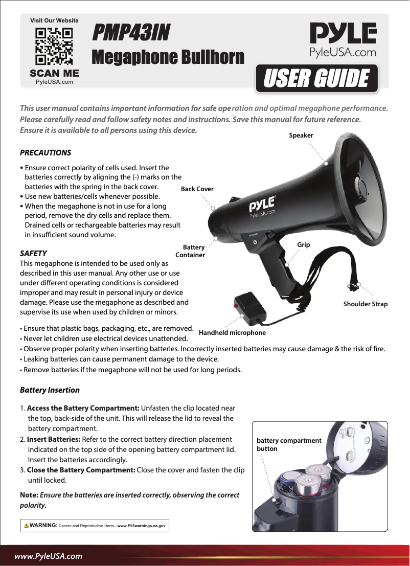 First page image of the manual for PMP43IN