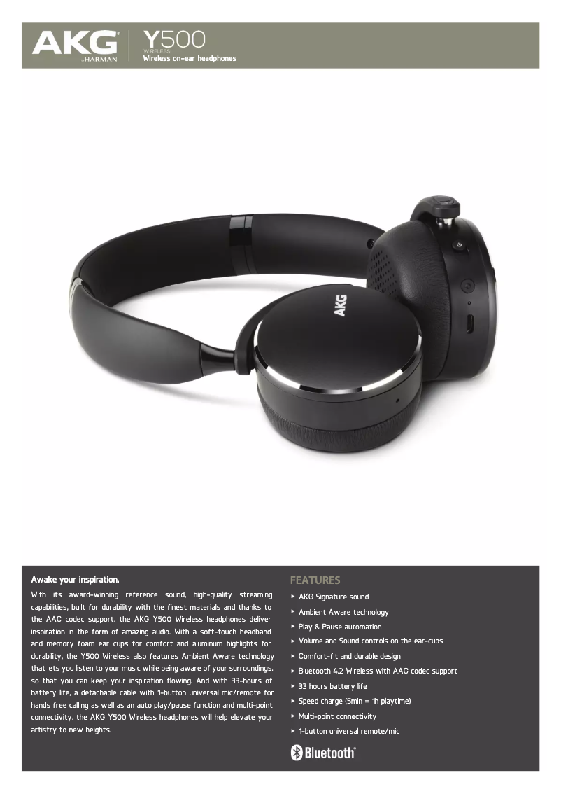 Page 1 of the manual Technical Sheet AKG Y500