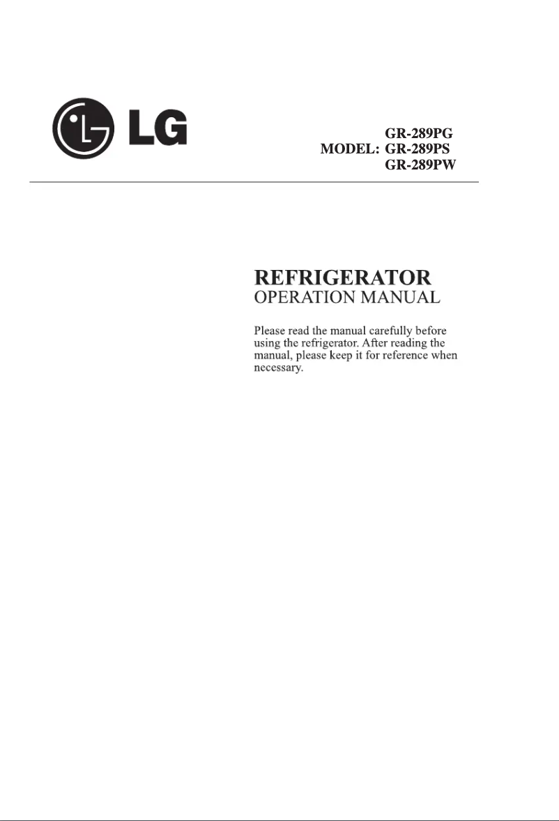 Page 1 of the manual User Manual LG GR-289PW