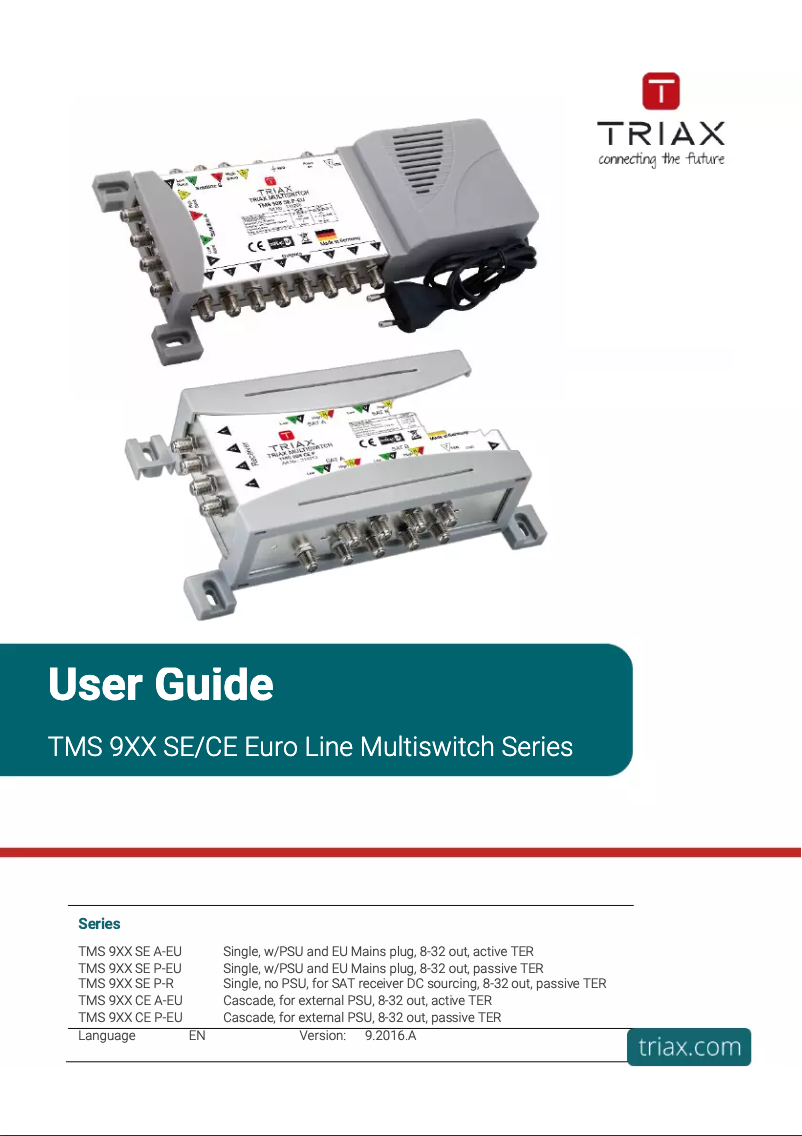 Page 1 of the manual User Manual Triax TMS 932 CE