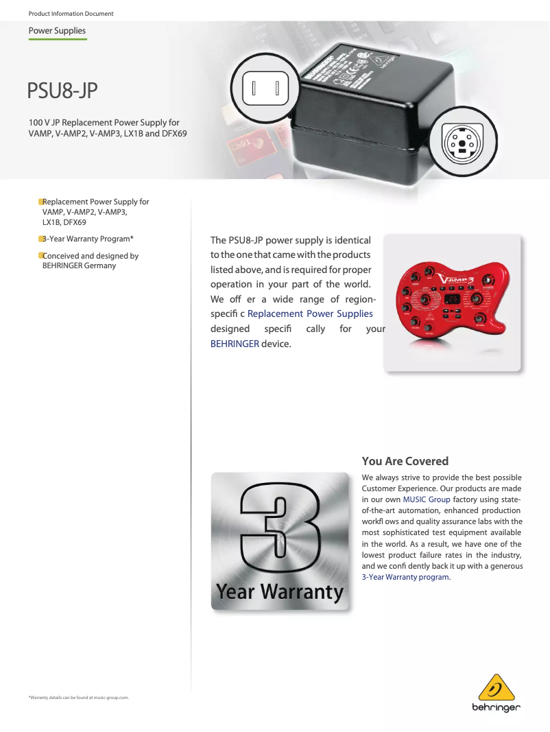 First page image of the manual for PSU8-JP