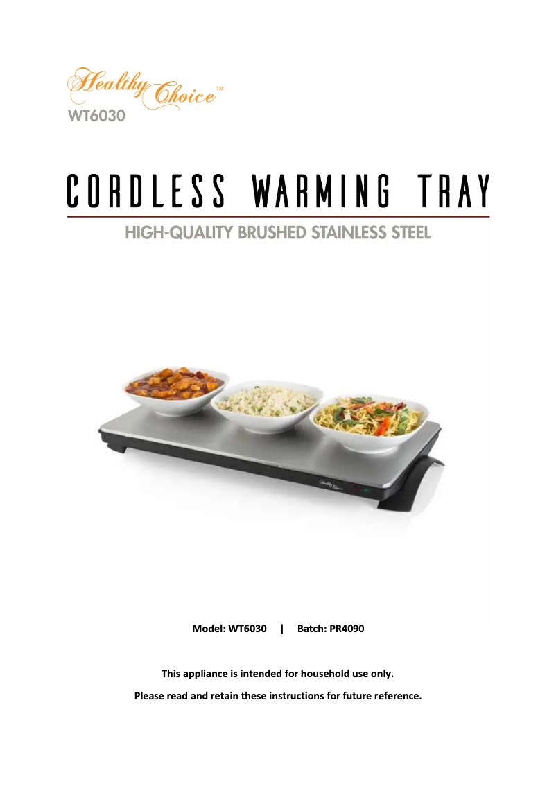 Page 1 of the manual User Manual Healthy Choice WT6030