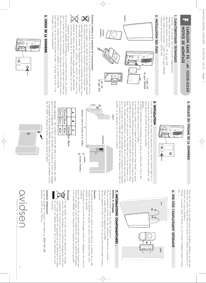 Page 1 of the manual User Manual Avidsen 102318