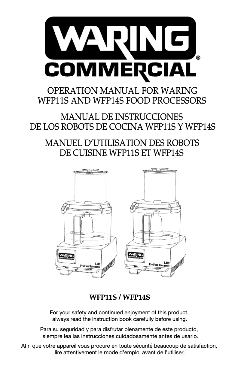 Page 1 of the manual Instructions / Assembly Waring Commercial WFP11S