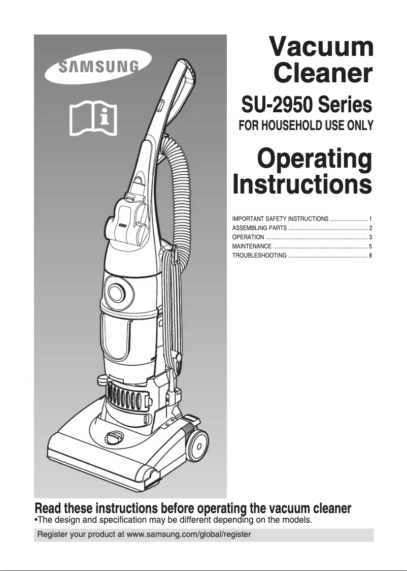 First page image of the manual for SU2950