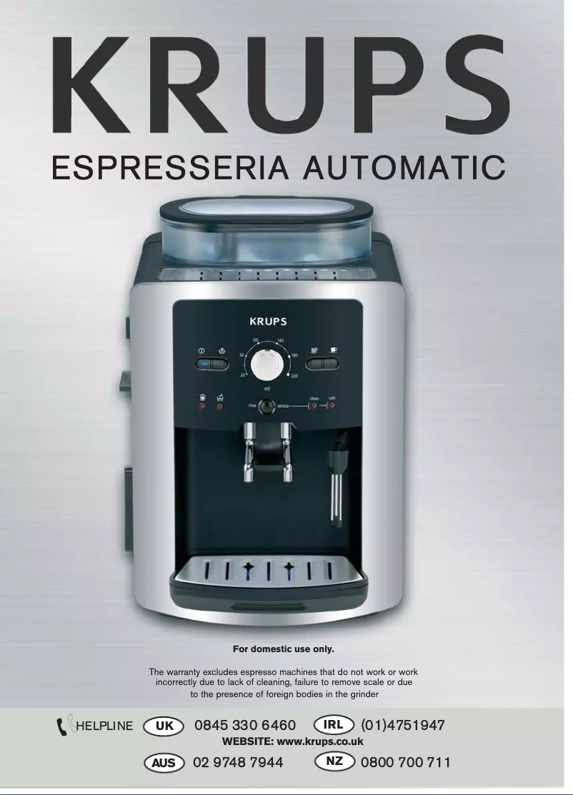 First page image of the manual for Espresseria Automatic XP7200