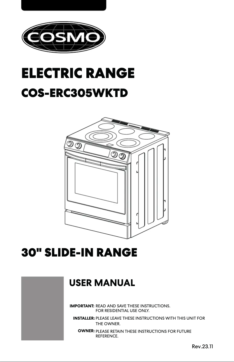 First page image of the manual for COS-ERC305WKTD