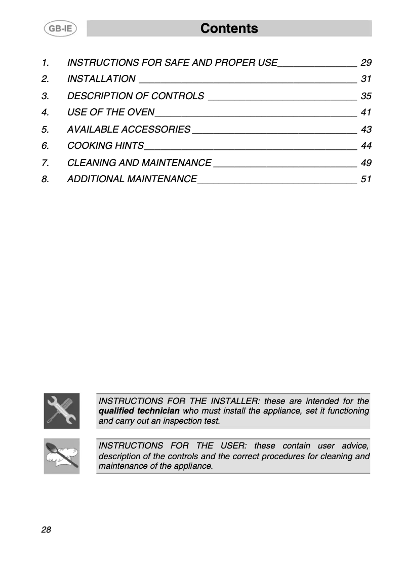 Page 1 of the manual User Manual Smeg SE290X-5