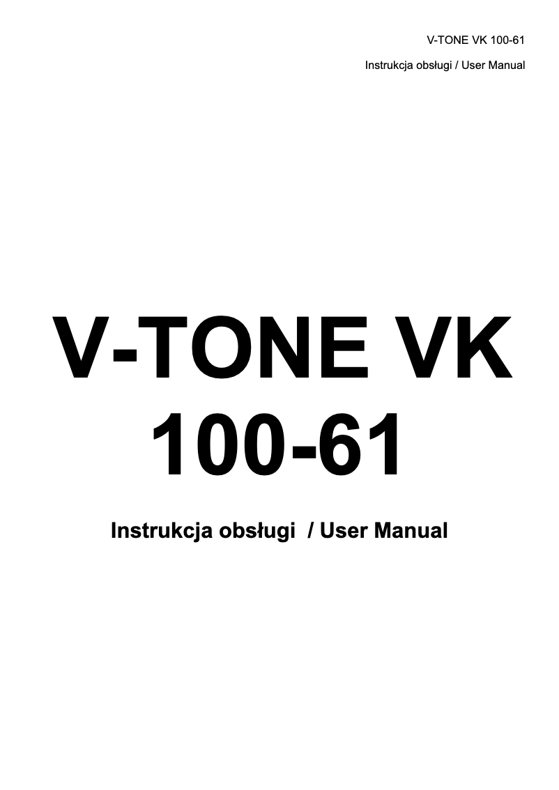 Page 1 of the manual User Manual V-Tone VK 100-61