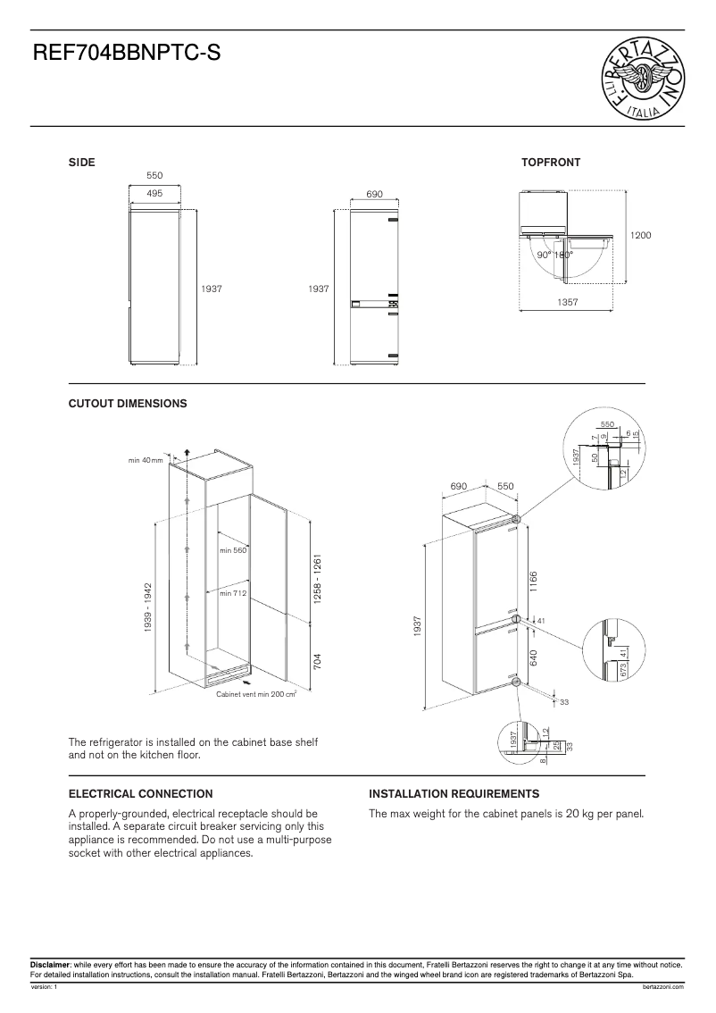 First page image of the manual for REF704BBNPTC-S