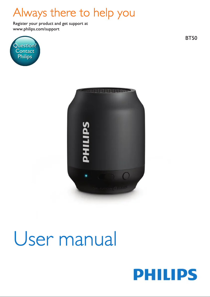 Page 1 of the manual User Manual Philips BT50BX