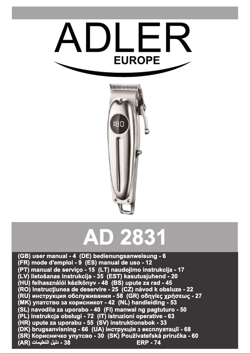 Page 1 of the manual User Manual Adler AD 2831