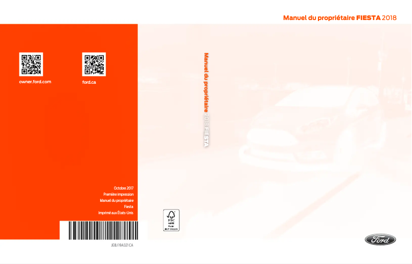 First page image of the manual for Fiesta (2018)