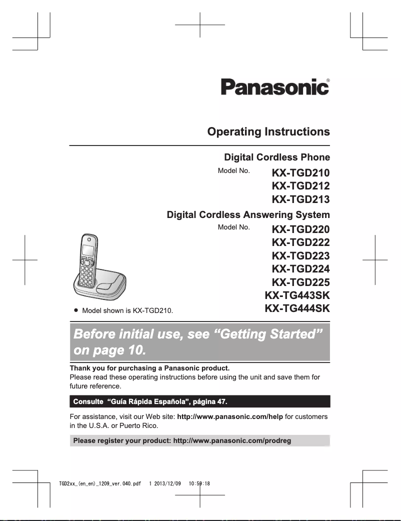 Page 1 of the manual User Manual Panasonic KX-TG444