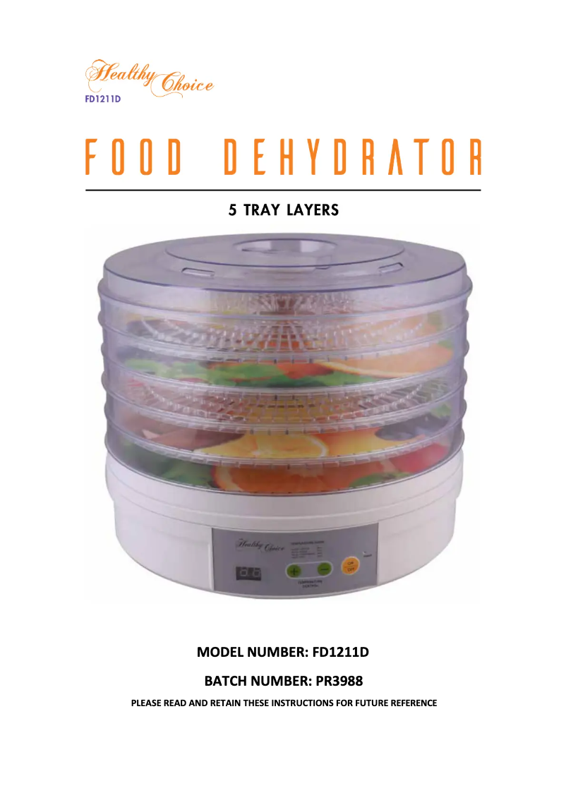 Page 1 of the manual User Manual Healthy Choice FD1211D
