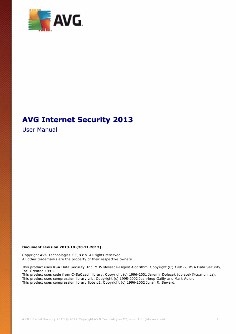 Page 1 de la notice Manuel utilisateur Panda Internet Security 2013