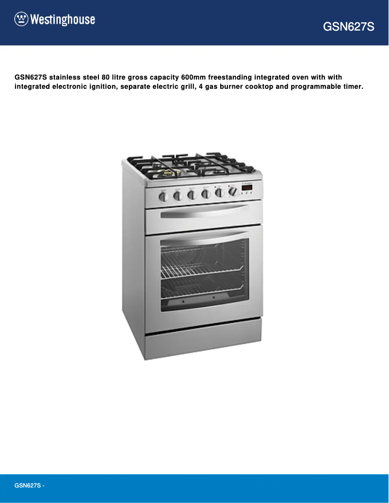 First page image of the manual for GSN627S