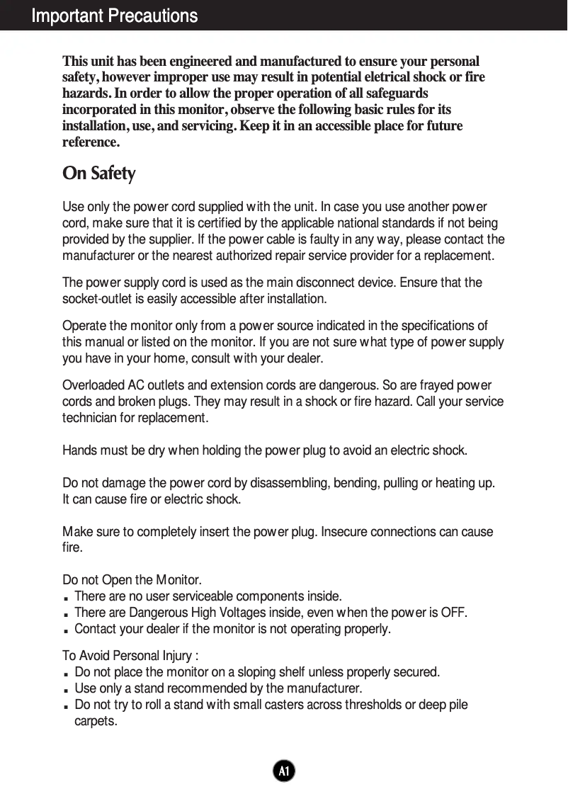 First page image of the manual for T530SAK