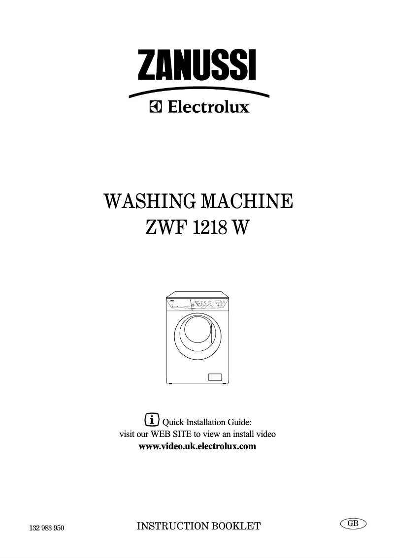 First page image of the manual for ZWF 1218 W