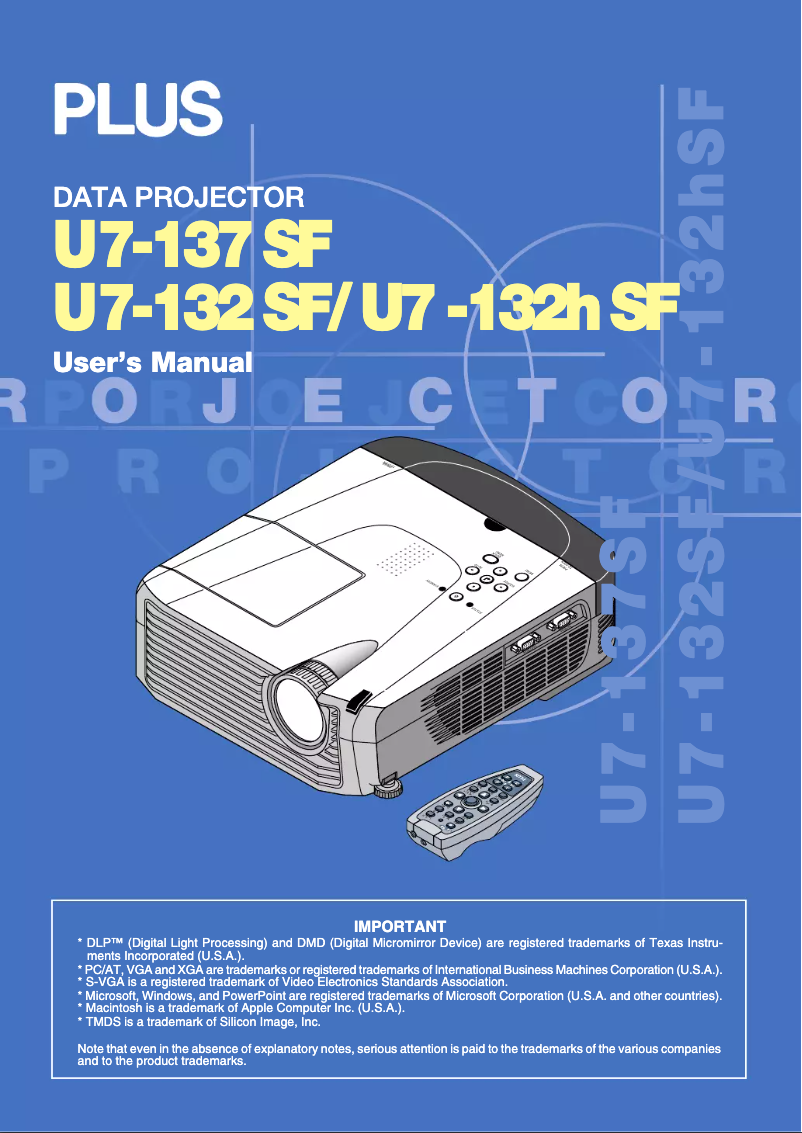 Page 1 de la notice Manuel utilisateur PLUS U7-132SF