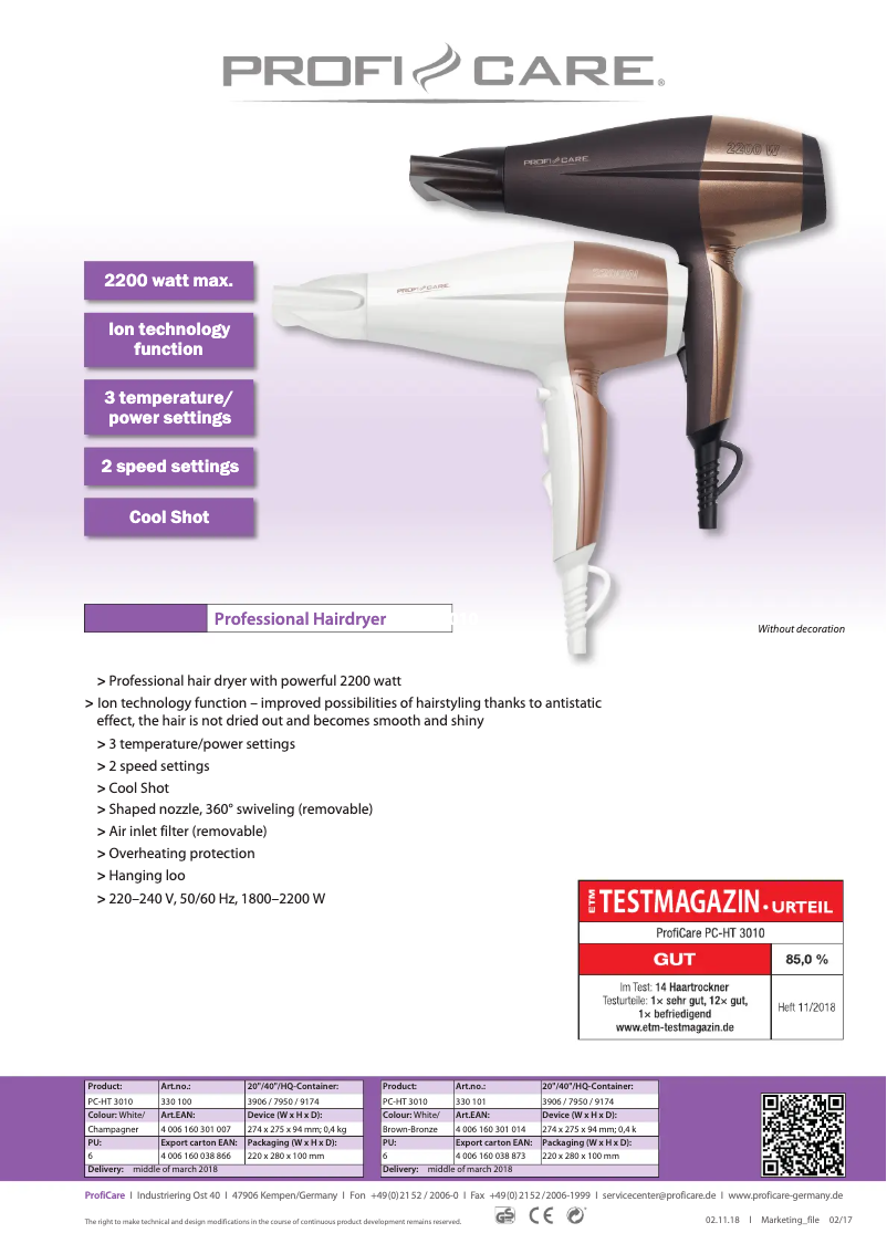 Image de la première page du manuel de l'appareil PC-HT 3010