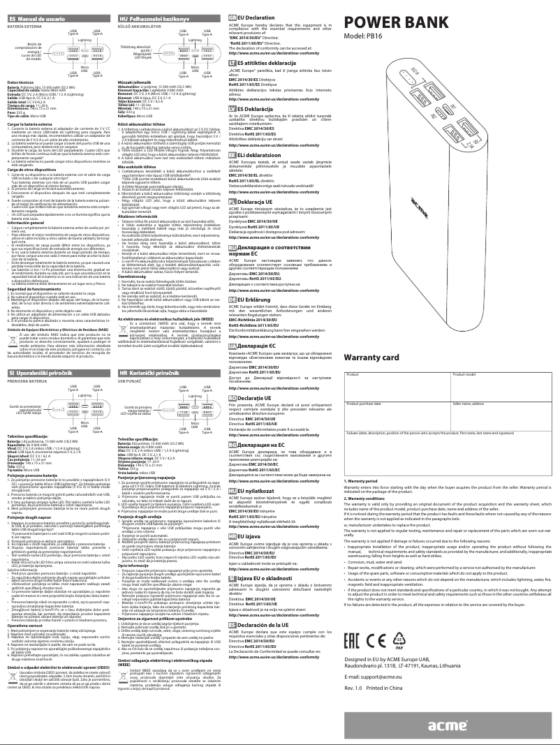 Image de la première page du manuel de l'appareil PB16S