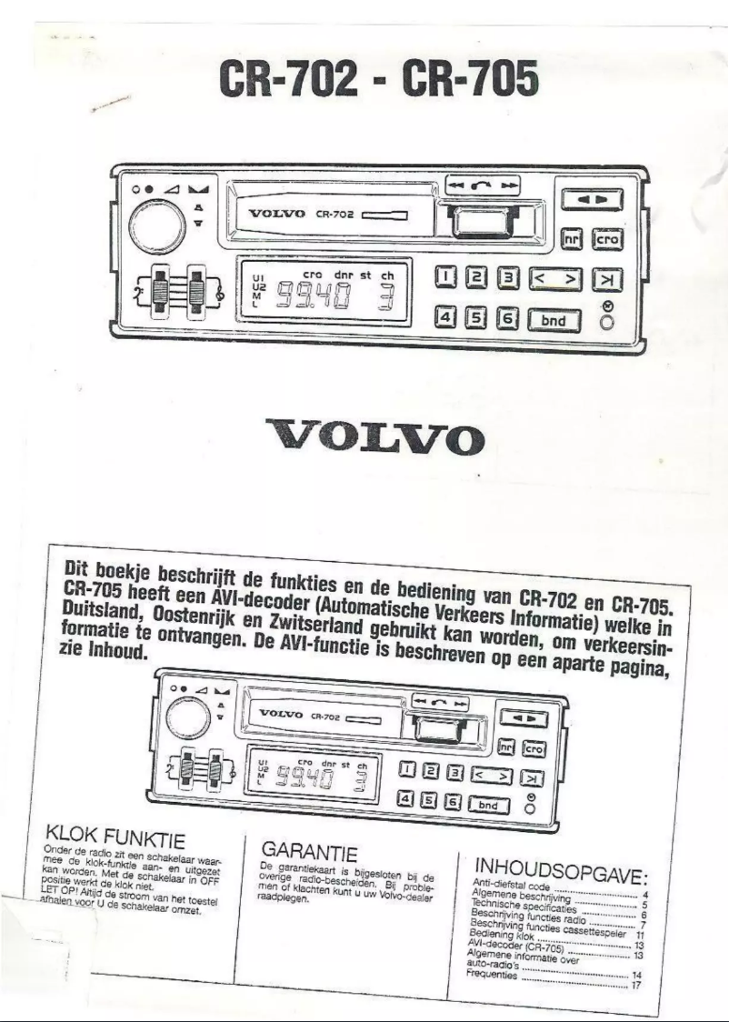 Page 1 de la notice Manuel utilisateur Volvo CR-702