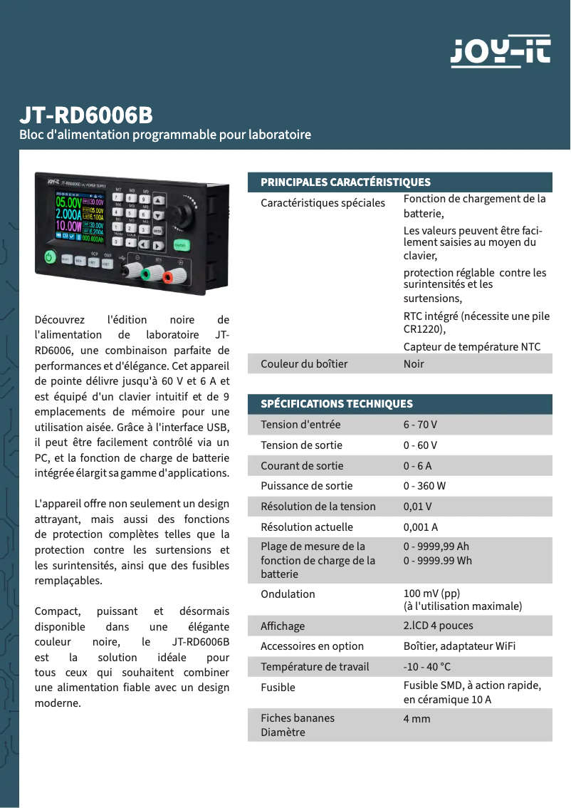 Image de la première page du manuel de l'appareil JT-RD6006