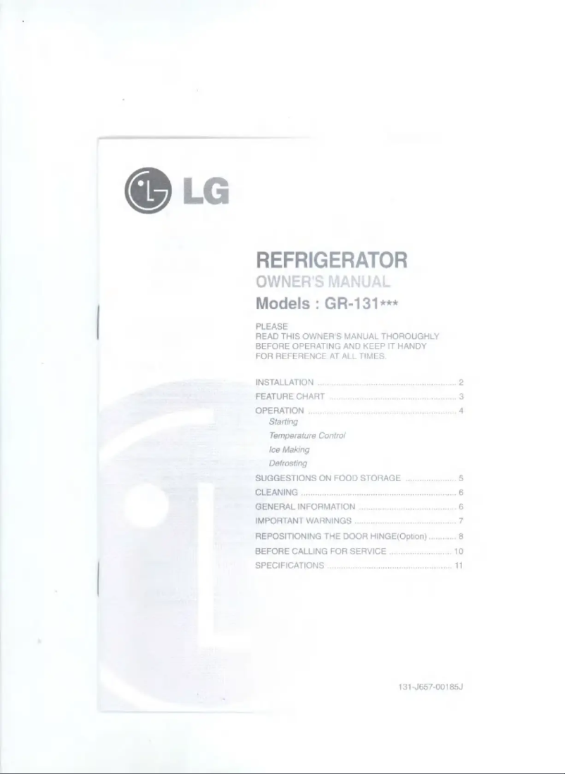 Page 1 of the manual User Manual LG GR-131SFF