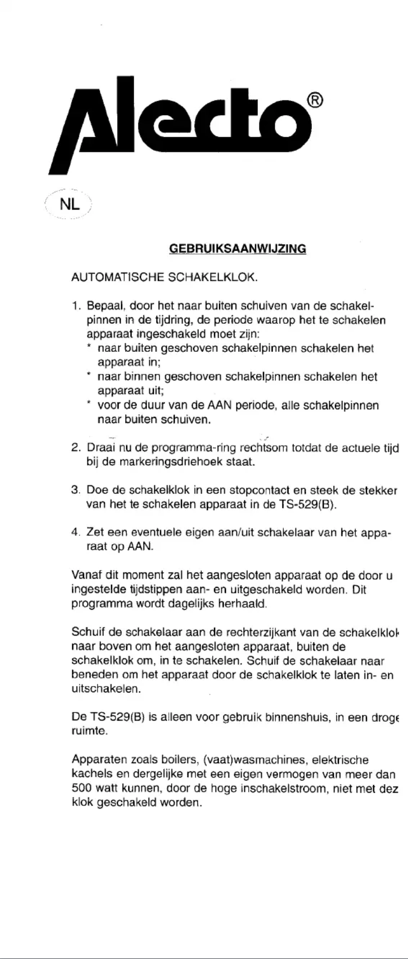 First page image of the manual for TS-529