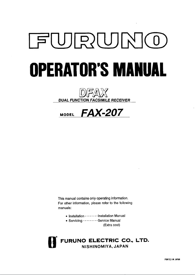 Page 1 of the manual User Manual Furuno FAX-207