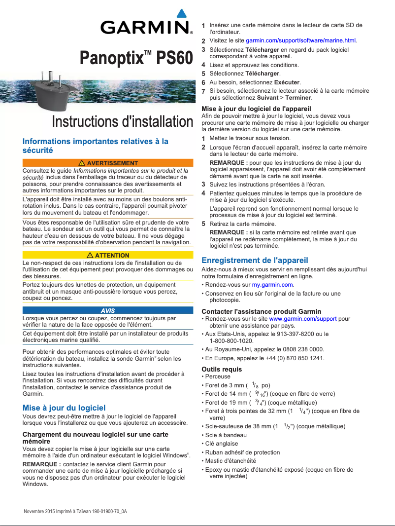 Page 1 of the manual Installation Guide Garmin Panoptix PS60