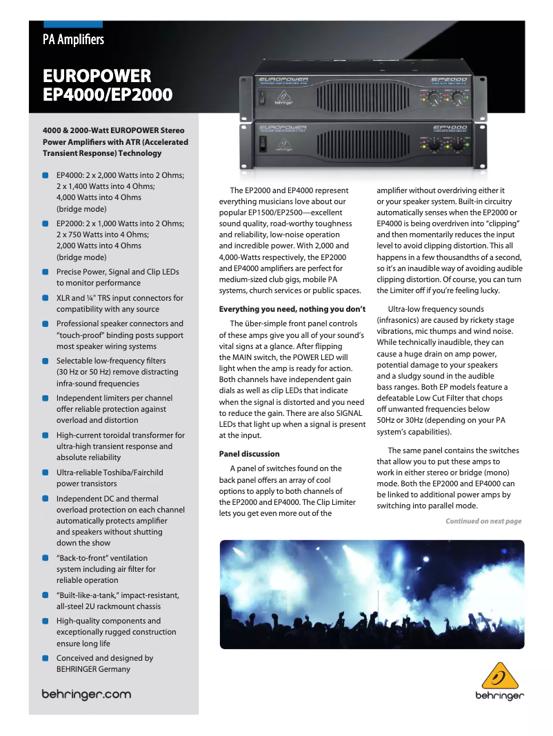 First page image of the manual for Europower EP2000