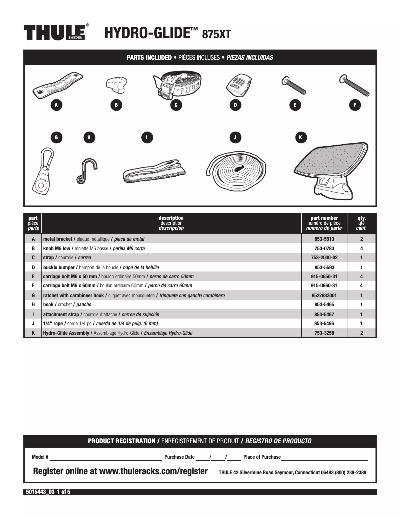 First page image of the manual for Hydro-Glide 875XT
