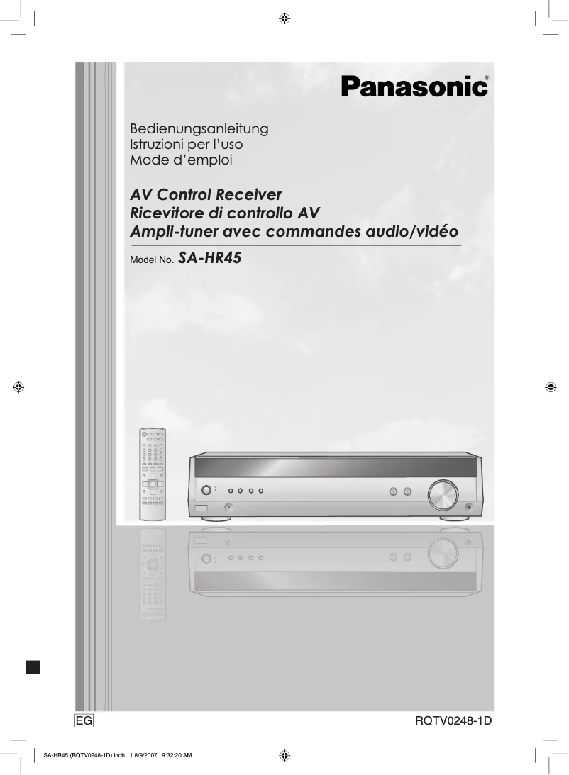 Page 1 of the manual User Manual Panasonic SA-HR45